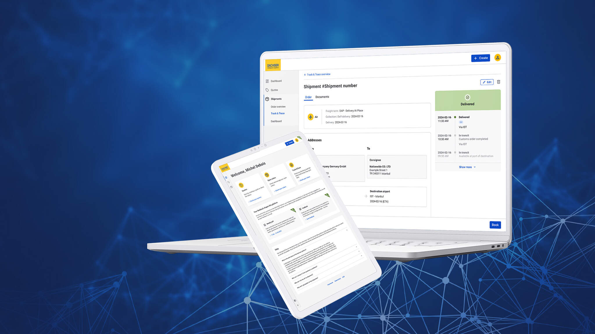 DACHSER-plattformen er et sentralt digitalt system for alle kundens behov.